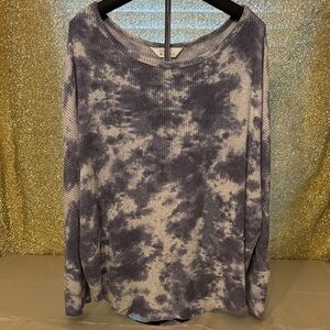 Market & Spruce Blue Tie-Dye Long Sleeve Top
